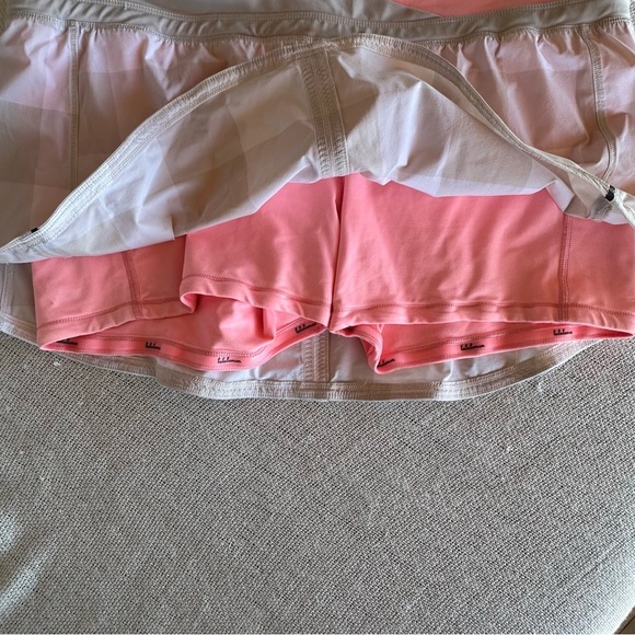 Lululemon Run: Pace Skirt Gros Gingham Dune / Dune / Bleached Coral - Picture 8 of 11